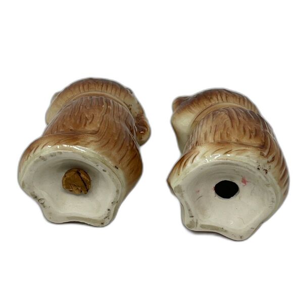 Vintage Green Eyed Chubby Kitty Cat Salt & Pepper Shakers Japan 1940s Kitch - Picture 5 of 6